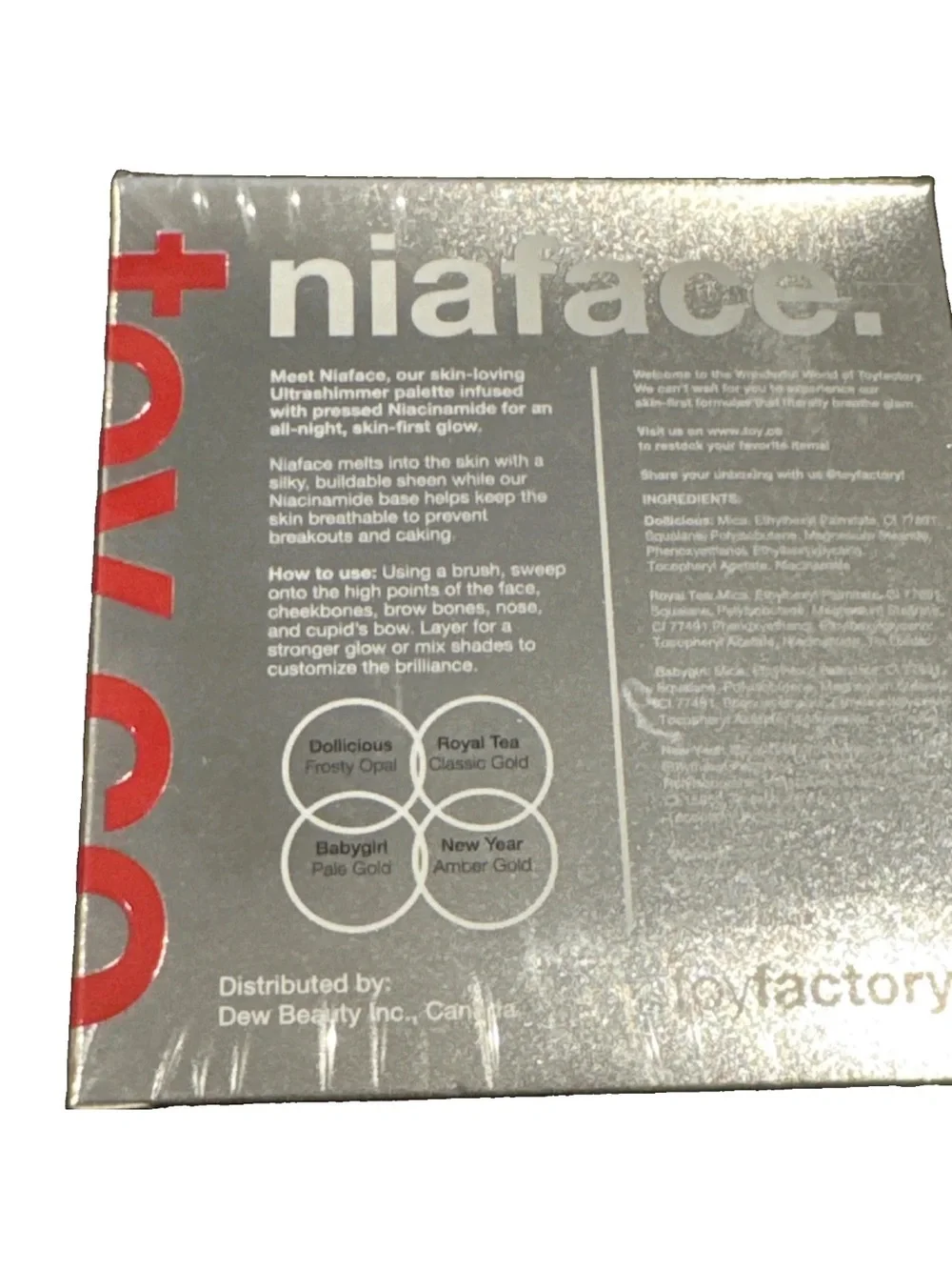 toyfactory Niacinamide Highlighter Palette 0.88oz Glow Makeup NEW niaface Sealed